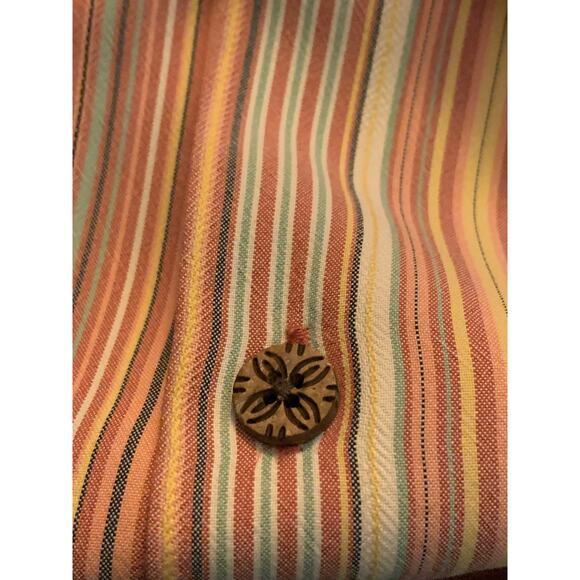 Tommy Bahama 100% Silk Earth Tone Stripe Short Sleeve Shirt - Size L - Picture 6 of 7